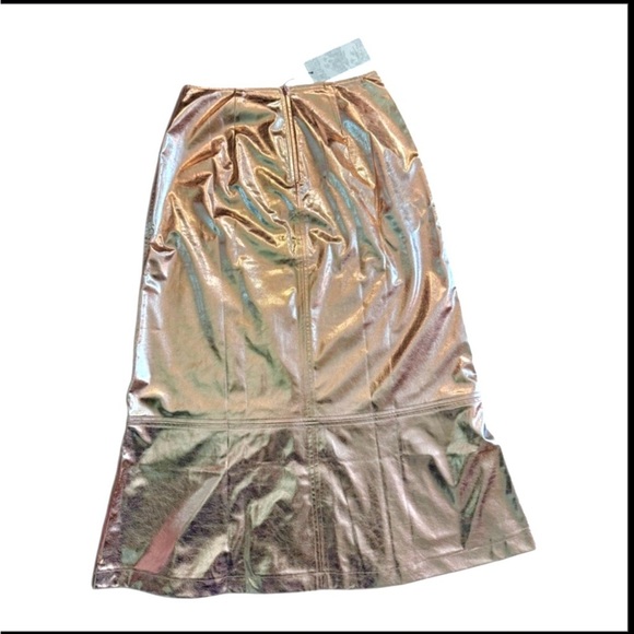 Tuckernuck x India Hicks London Skirt Size 4 NWT Gold Metallic Foil A-Line Midi - Picture 7 of 13